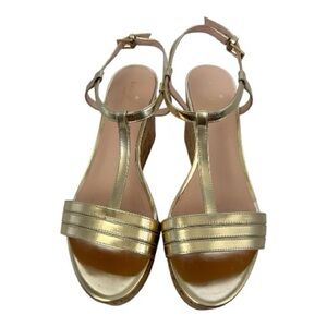Kate Spade Tallin Gold Cork Wedge Sandals 9.5